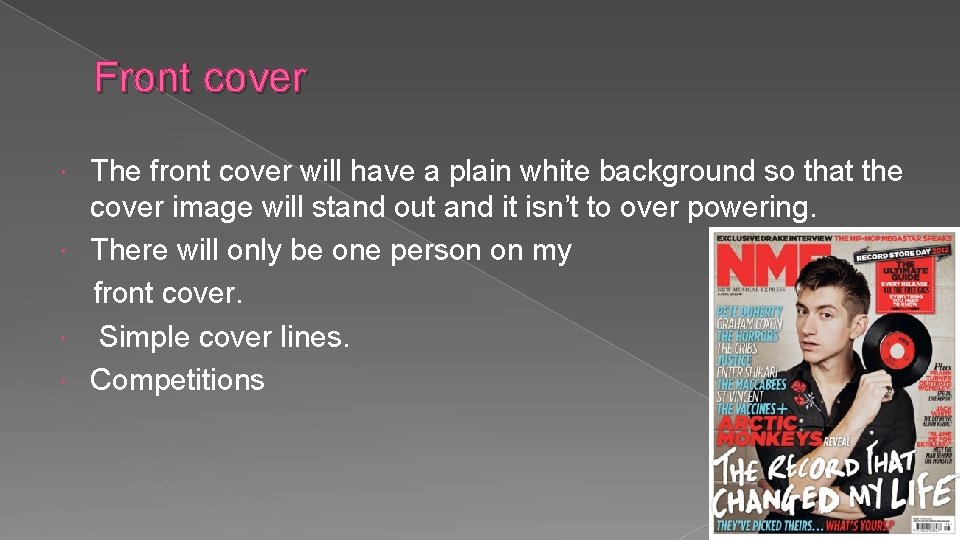 Front cover The front cover will have a plain white background so that the