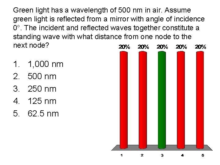 Green light has a wavelength of 500 nm in air. Assume green light is