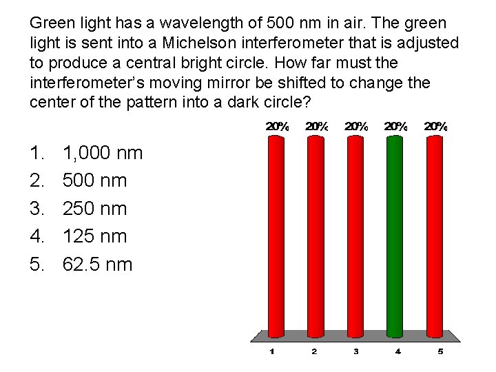 Green light has a wavelength of 500 nm in air. The green light is
