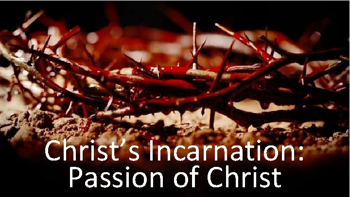 Christ’s Incarnation: Passion of Christ 