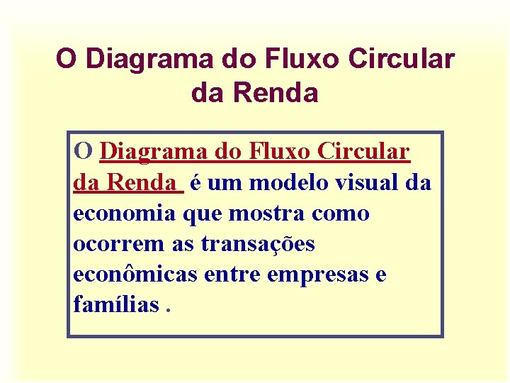 O Diagrama do Fluxo Circular da Renda é um modelo visual da economia que