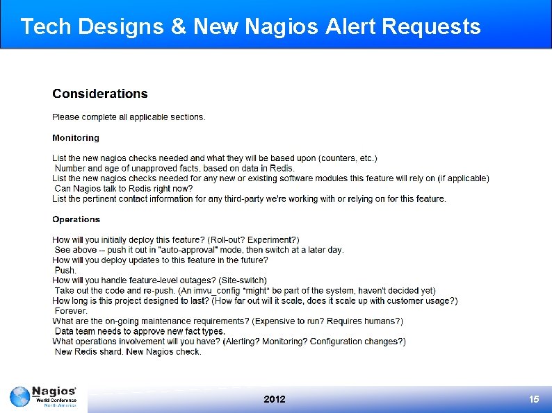 Tech Designs & New Nagios Alert Requests 2012 15 
