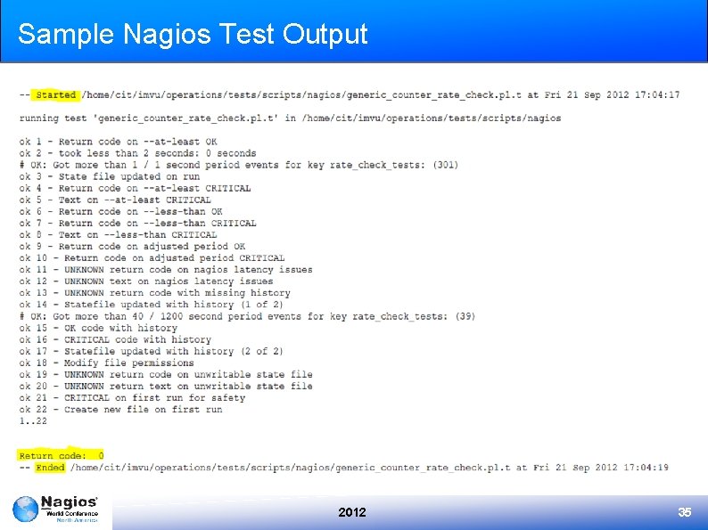 Sample Nagios Test Output 2012 35 