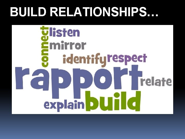 BUILD RELATIONSHIPS… 