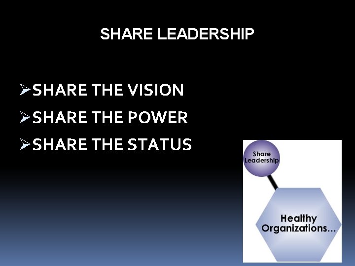 SHARE LEADERSHIP ØSHARE THE VISION ØSHARE THE POWER ØSHARE THE STATUS 