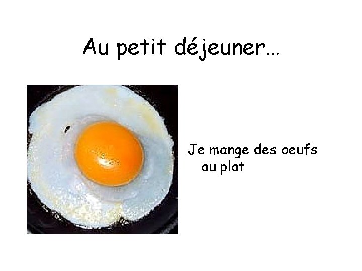 Au petit déjeuner… Je mange des oeufs au plat 