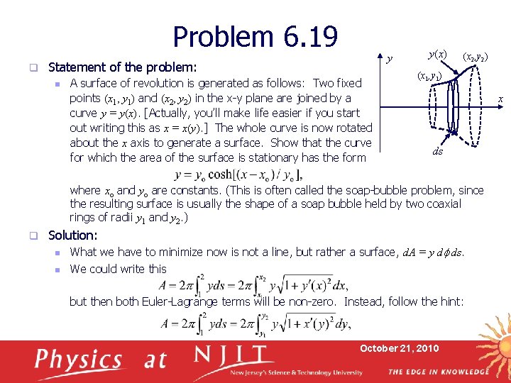 Problem 6. 19 q y Statement of the problem: n A surface of revolution