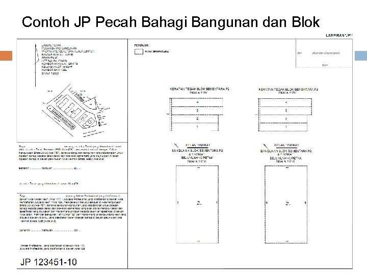 Contoh JP Pecah Bahagi Bangunan dan Blok Sementara Contoh JP Pecah Bahagi Bangunan dan Blok Sementara