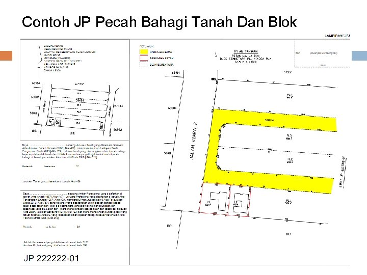 Contoh JP Pecah Bahagi Tanah Dan Blok Sementara Contoh JP Pecah Bahagi Tanah Dan Blok Sementara