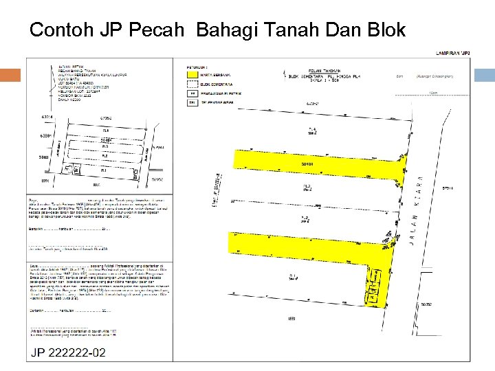 Contoh JP Pecah Bahagi Tanah Dan Blok Sementara Contoh JP Pecah Bahagi Tanah Dan Blok Sementara