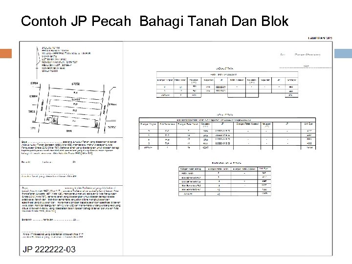 Contoh JP Pecah Bahagi Tanah Dan Blok Sementara Contoh JP Pecah Bahagi Tanah Dan Blok Sementara