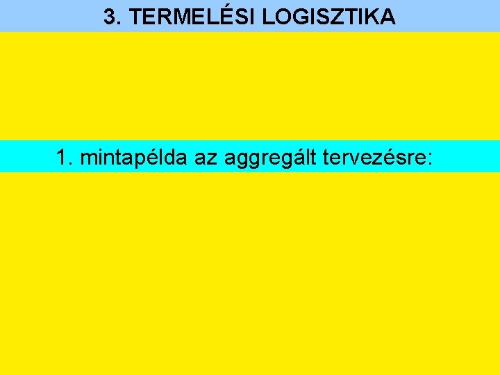 3. TERMELÉSI LOGISZTIKA 1. mintapélda az aggregált tervezésre: 