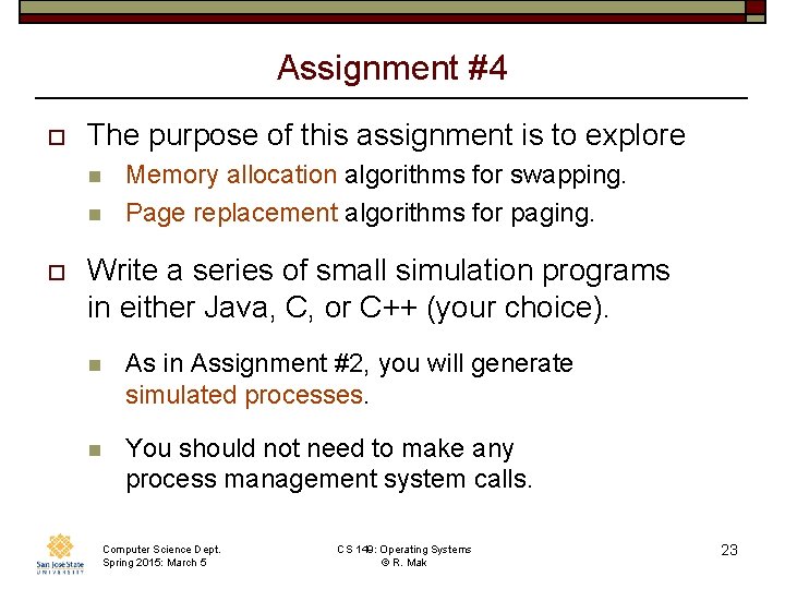 Assignment #4 o The purpose of this assignment is to explore n n o Assignment #4 o The purpose of this assignment is to explore n n o