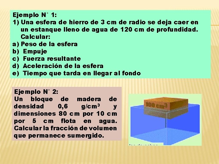 Ejemplo N° 1: 1) Una esfera de hierro de 3 cm de radio se
