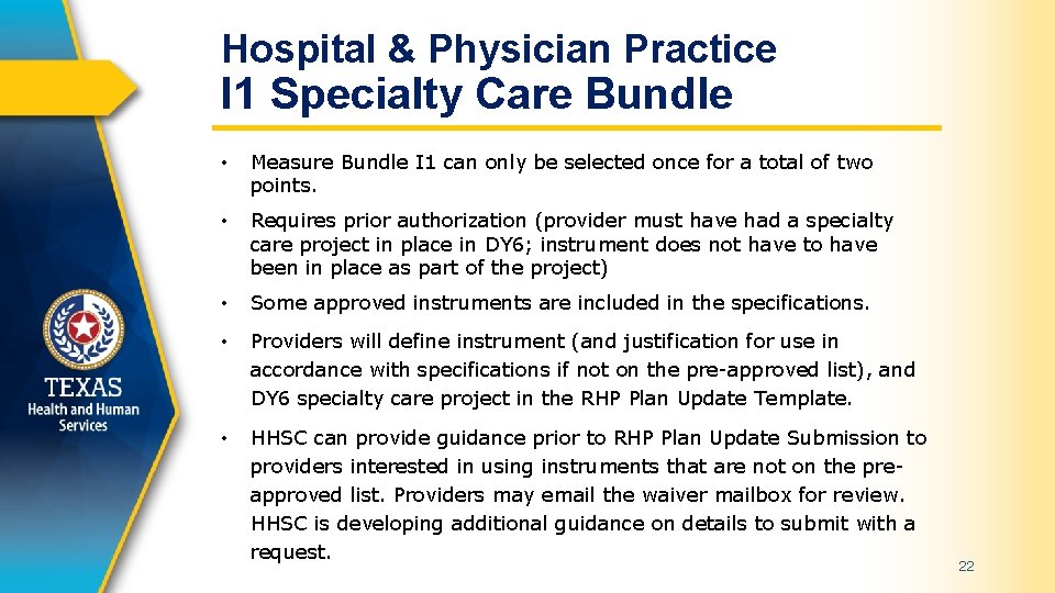 Hospital & Physician Practice I 1 Specialty Care Bundle • Measure Bundle I 1