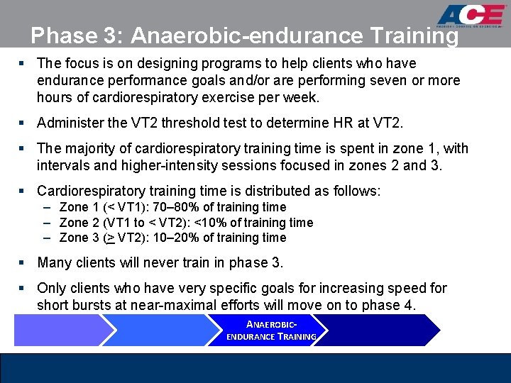 Phase 3: Anaerobic-endurance Training § The focus is on designing programs to help clients