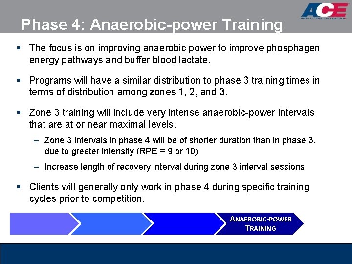 Phase 4: Anaerobic-power Training § The focus is on improving anaerobic power to improve