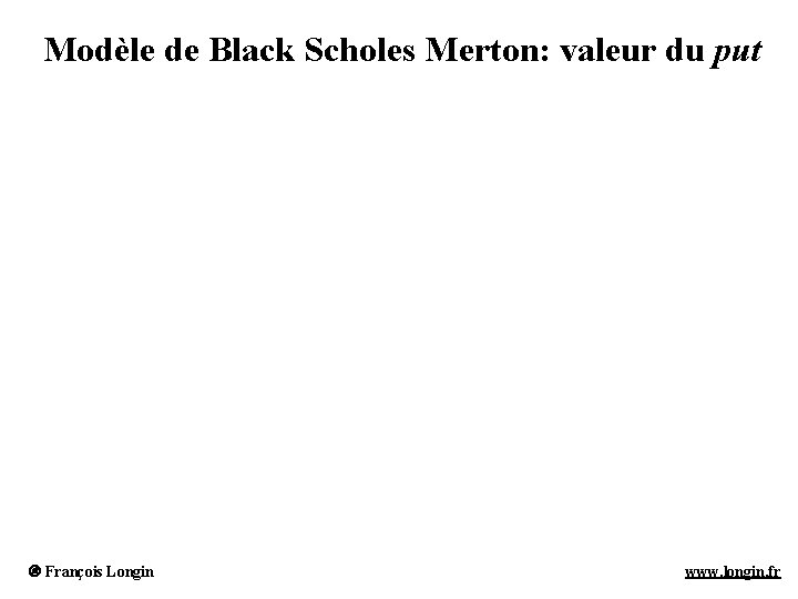 Modèle de Black Scholes Merton: valeur du put François Longin www. longin. fr Modèle de Black Scholes Merton: valeur du put François Longin www. longin. fr