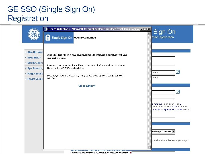 GE SSO (Single Sign On) Registration 