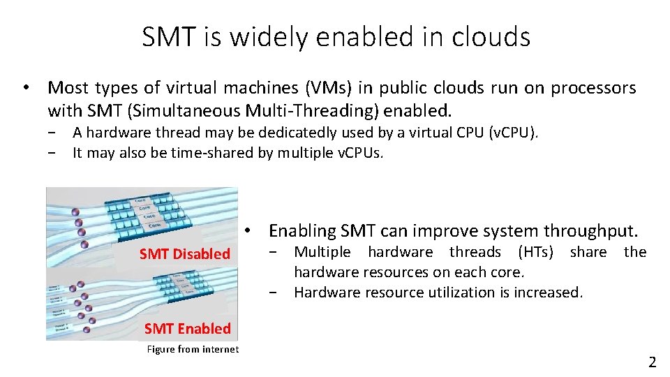 SMT is widely enabled in clouds • Most types of virtual machines (VMs) in SMT is widely enabled in clouds • Most types of virtual machines (VMs) in