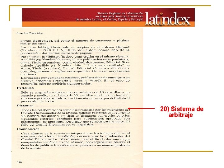 20) Sistema de arbitraje 