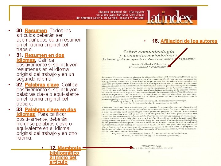  • • 30. Resumen. Todos los Resumen artículos deberán ser acompañados de un