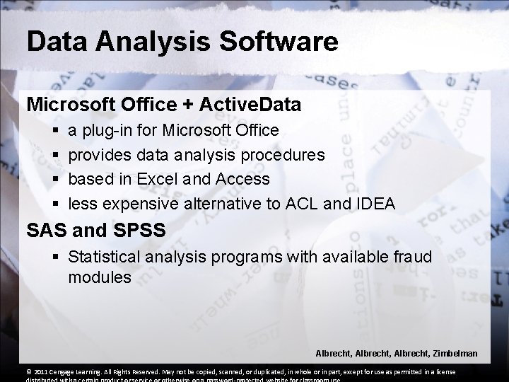 Data Analysis Software Microsoft Office + Active. Data § § a plug-in for Microsoft