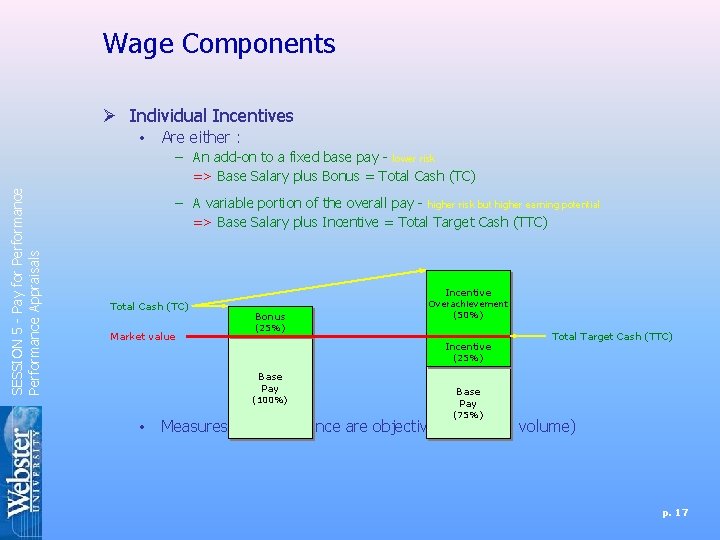 Wage Components Ø Individual Incentives • Are either : SESSION 5 - Pay for