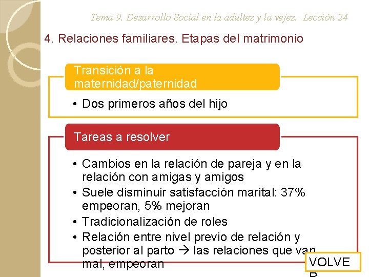 Tema 9. Desarrollo Social en la adultez y la vejez. Lección 24 4. Relaciones