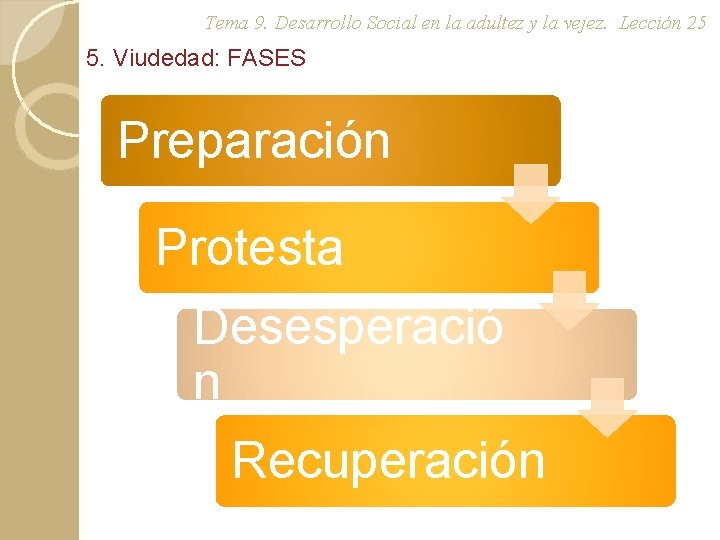 Tema 9. Desarrollo Social en la adultez y la vejez. Lección 25 5. Viudedad: