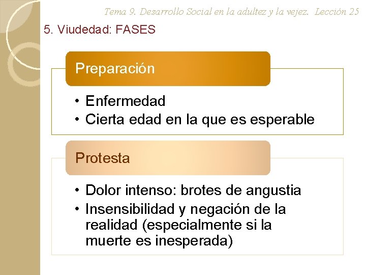 Tema 9. Desarrollo Social en la adultez y la vejez. Lección 25 5. Viudedad: