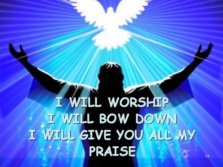 I WILL WORSHIP I WILL BOW DOWN I WILL GIVE YOU ALL MY PRAISE