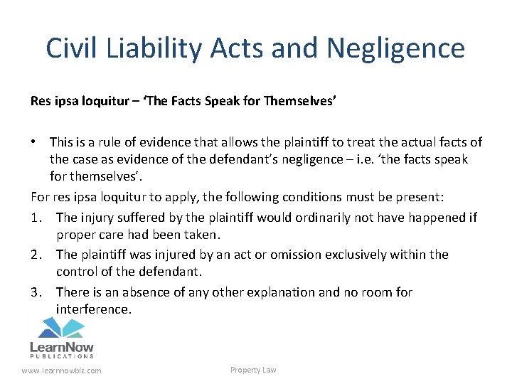 Civil Liability Acts and Negligence Res ipsa loquitur – ‘The Facts Speak for Themselves’