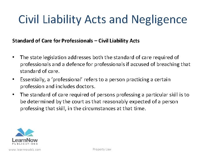 Civil Liability Acts and Negligence Standard of Care for Professionals – Civil Liability Acts