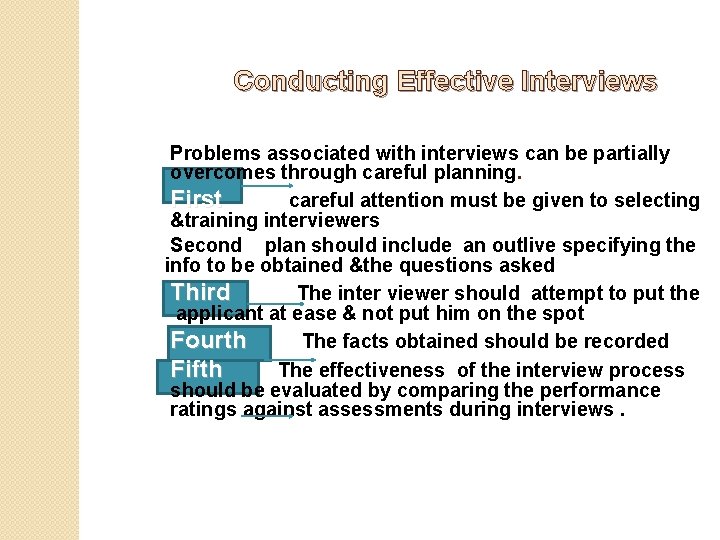 Conducting Effective Interviews Problems associated with interviews can be partially overcomes through careful planning.