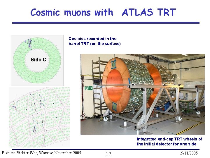 Cosmic muons with ATLAS TRT Cosmics recorded in the barrel TRT (on the surface)