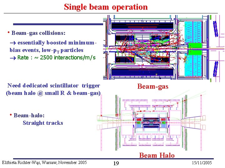 Single beam operation • Beam-gas collisions: essentially boosted minimumbias events, low-p. T particles Rate