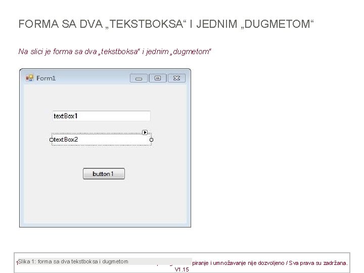 FORMA SA DVA „TEKSTBOKSA“ I JEDNIM „DUGMETOM“ Na slici je forma sa dva „tekstboksa“