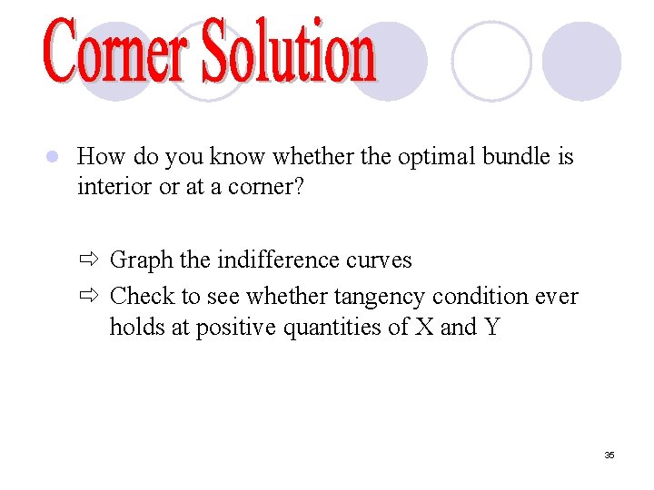 l How do you know whether the optimal bundle is interior or at a