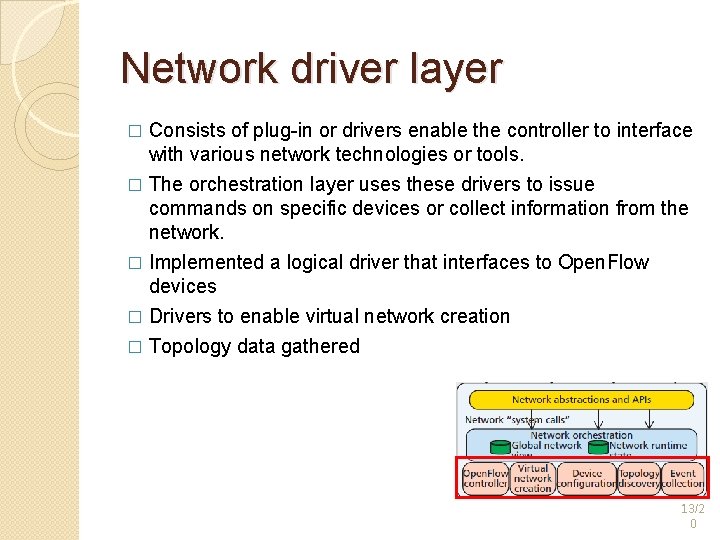 Network driver layer � Consists of plug-in or drivers enable the controller to interface Network driver layer � Consists of plug-in or drivers enable the controller to interface