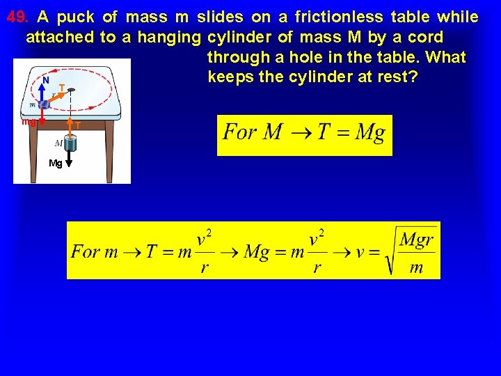 49. A puck of mass m slides on a frictionless table while attached to 49. A puck of mass m slides on a frictionless table while attached to