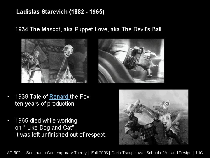 Ladislas Starevich (1882 - 1965) 1934 The Mascot, aka Puppet Love, aka The Devil's