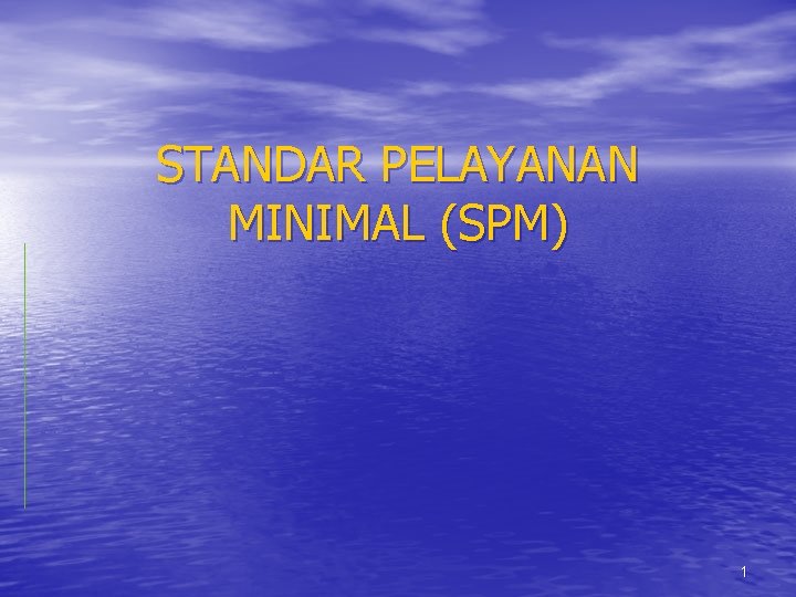 STANDAR PELAYANAN MINIMAL (SPM) 1 