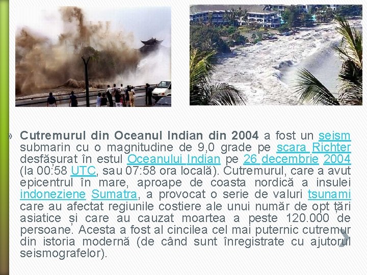 » Cutremurul din Oceanul Indian din 2004 a fost un seism submarin cu o