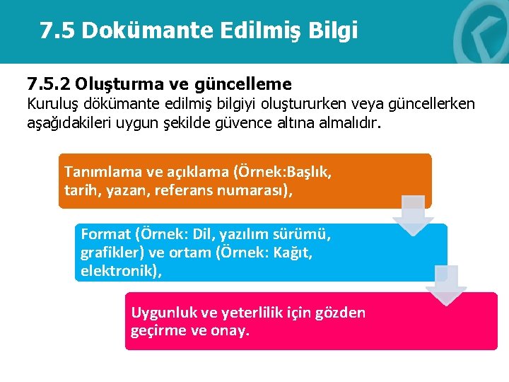 7. 5 Dokümante Edilmiş Bilgi 7. 5. 2 Oluşturma ve güncelleme Kuruluş dökümante edilmiş