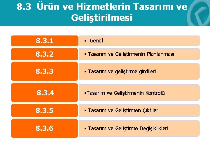 8. 3 Ürün ve Hizmetlerin Tasarımı ve Geliştirilmesi 8. 3. 1 • Genel 8.