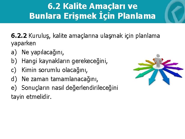 6. 2 Kalite Amaçları ve Bunlara Erişmek İçin Planlama 6. 2. 2 Kuruluş, kalite