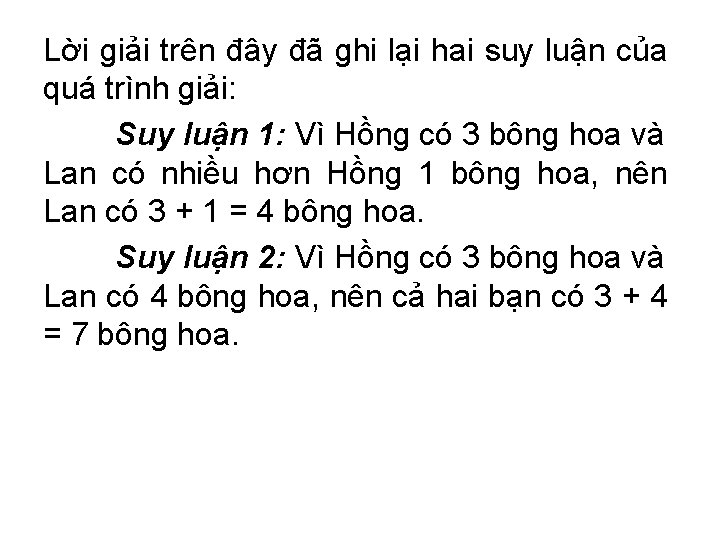 Lời giải trên đây đã ghi lại hai suy luận của quá trình giải: