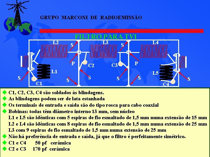 GRUPO MARCONI DE RADIOEMISSÃO FILTRO PARA TVI L 2 L 3 S P C GRUPO MARCONI DE RADIOEMISSÃO FILTRO PARA TVI L 2 L 3 S P C