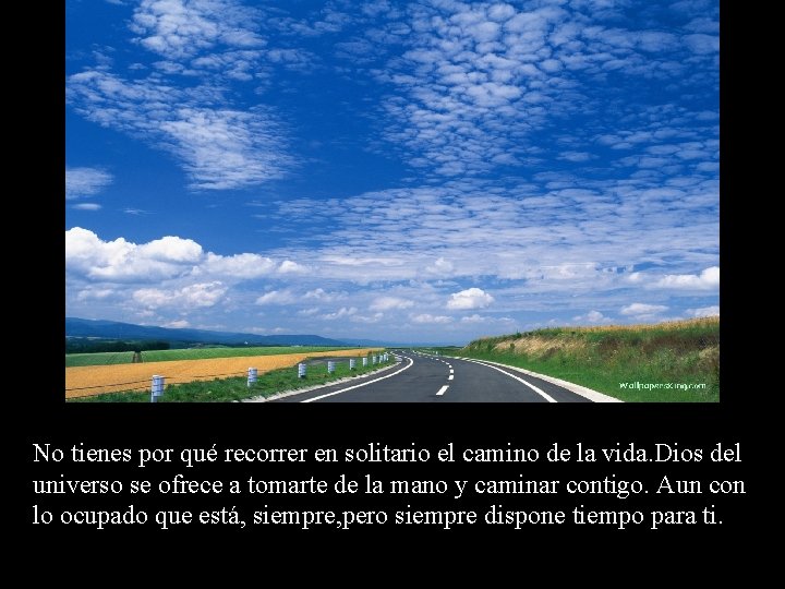 No tienes por qué recorrer en solitario el camino de la vida. Dios del